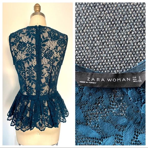 Zara sheer lace peplum top - Picture 2 of 2